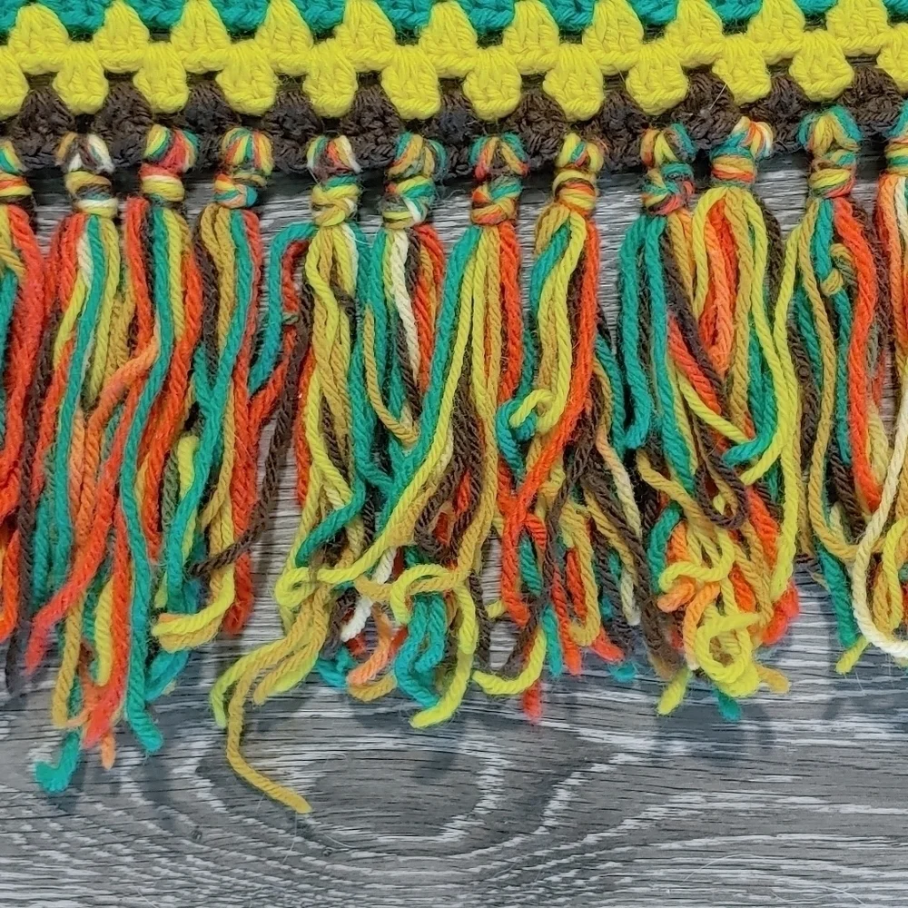 Handmade Crochet Granny Square Multicolored Afghan Blanket